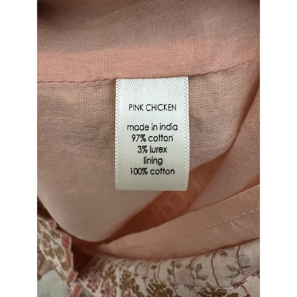 Pink Chicken Dress Womens Medium Brown Floral Maxi Boho Peasant Cottagecore B16 - Picture 6 of 8